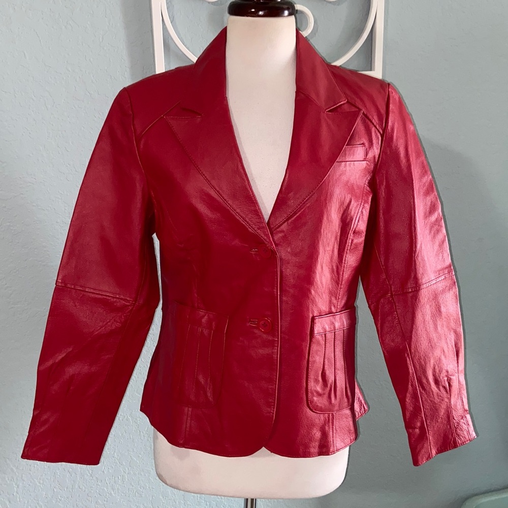 Vintage Metrostyle red leather jacket blazer